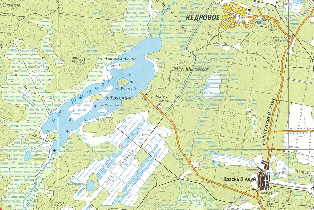 Карта озера Шитовского и окрестностей